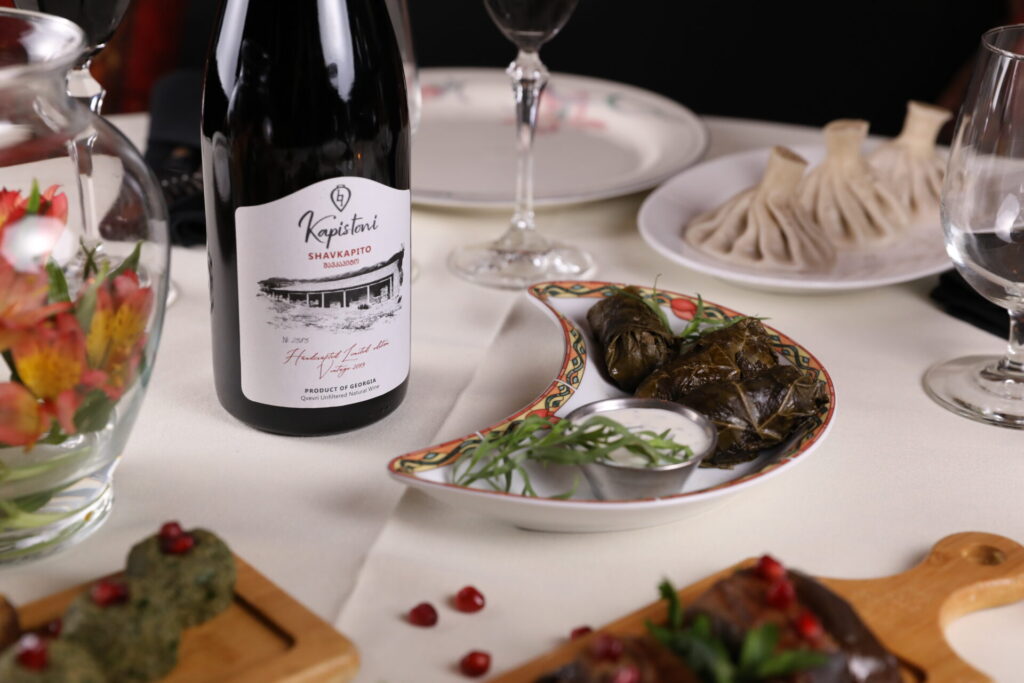 Georgian tolma and wine served at Oda House restaurant